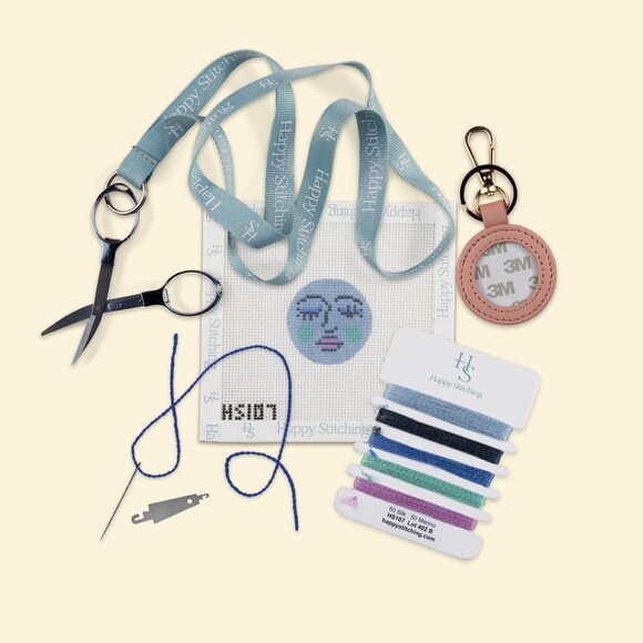 Other - Moon Face Key Fob Needlepoint Kit All-in-One, Self-Finishing Needlepoint Kit